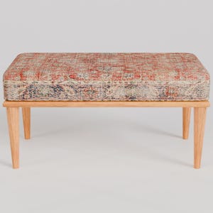 Oushak rug pattern bench, Piano bench, Handmade ottoman, Decorative bench, Entry bench, Shoe bench, End of bed bench, Rustic bench, RSB 57