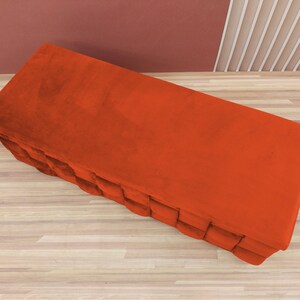 Rust orange trunk, Bedside commode, Siting storage, Textured upholstery, Stylish storage, Nomadic furniture, Room organizer, RS 3D fabric 04