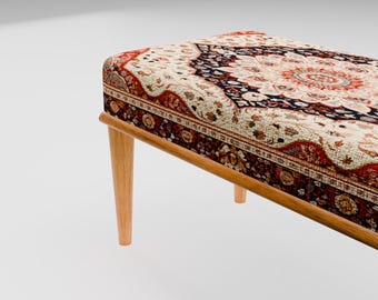 Thanksgiving bench, Pastel color bench, Handmade bench, Turkish print bench, Retro bench, Cool design bench, Frontwindow bench, RSB 43