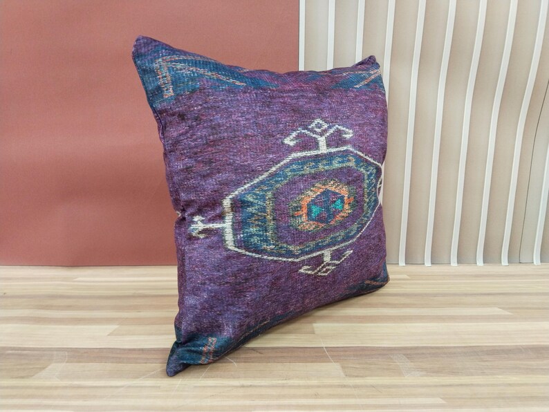 boho pillow cover, fabric cushion, couch pillow, purple pillow, decorative pillow, toss pillow, washable pillow, farmhouse pillow, RS 83