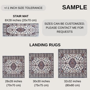 a collection of four different sizes of rug and stair mat samples, each with a unique size and dimensions.