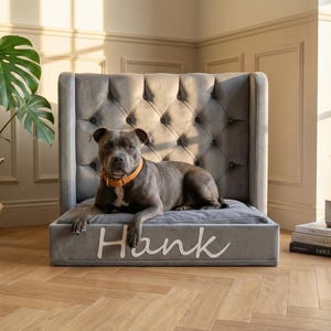 Smoky Grey Dog Bed, Custom Pet Sofa, Modern Dog Couch, Stone Grey Decor, Minimalist Pet Bed, Handmade Dog Lounge, For Dog Families