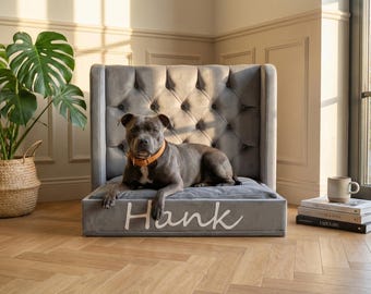 Smoky Grey Dog Bed, Custom Pet Sofa, Modern Dog Couch, Stone Grey Decor, Minimalist Pet Bed, Handmade Dog Lounge, For Dog Families