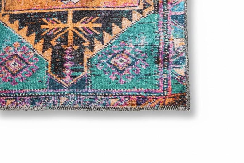 Ethnic Rug, Turkish Cotton Rug, Gothic Rug, Chenille Cotton Rug, Bathroom Rug, Long Size Rug, Non-Slip, Machine Washable, Traditional Rug