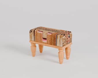Handmade bench, Small ottoman, Accent Footstool, Eclectic Home Decor, Petite Ottoman Bench, Boho Style Ottoman, 9x18x14, RSB 9x18 50