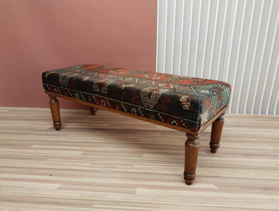 Vintage Rug Bench Handmade Furniture Upholstered Bench Sitting Ottoman Dining Bench Boho Furniture Padded Bench 18x18x48 RSV 53 Etsy