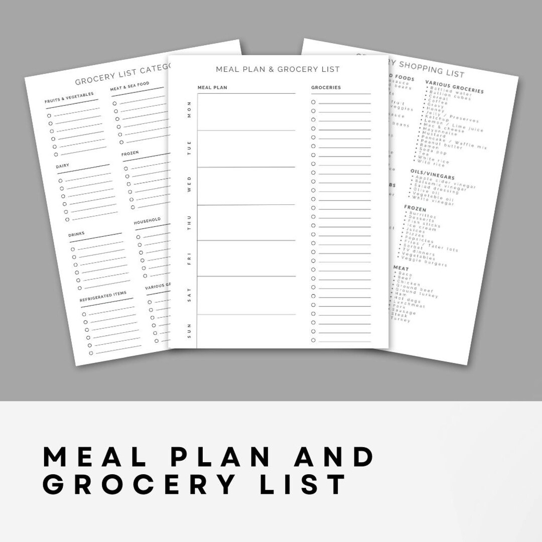 Meal Plan Grocery List Grocery Shopping List Digital Etsy Meal Plan Grocery List Grocery Shopping List Digital Etsy
