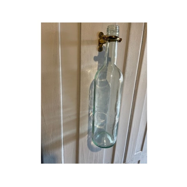 Floating Solid Brass Bottle Hangers for Feature Wall Display - Collectible Antique Wine Spirit Beer Holders