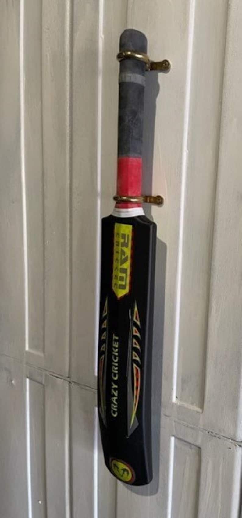 Solid Brass Cricket Bat Wall Fixings Presentation Memorabilia Vertical