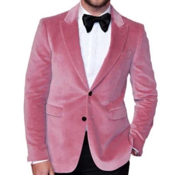 Men pink wedding jacket grooms wear Jackets Men pink Velvet Blazer Party Wear Dinner Coat new events wear jacket new casual fit coat.