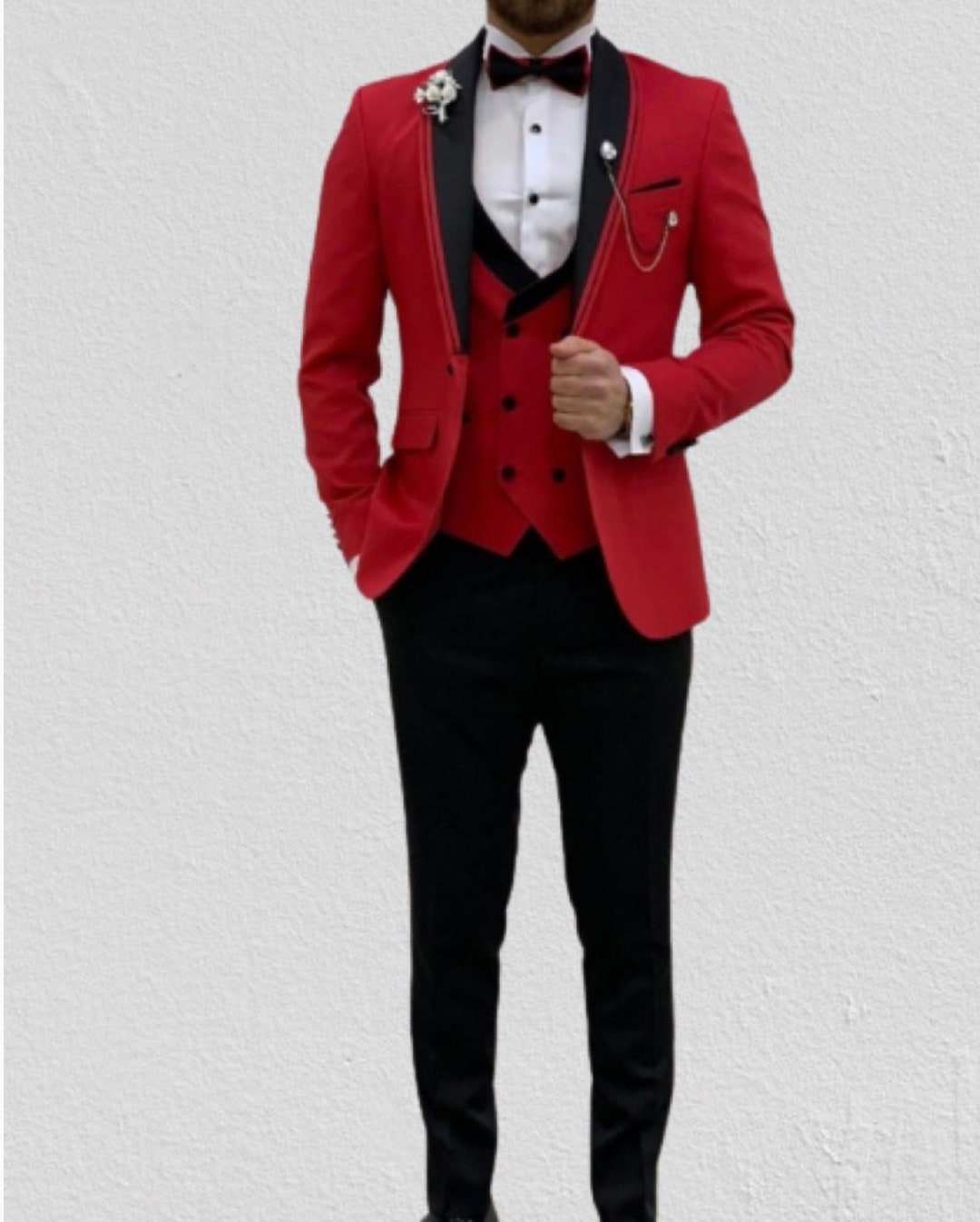 Mens. Red and Black Suit Wedding Suitrustic Groomsmen Suit - Etsy