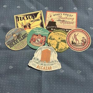 Vintage Reproduction Stickers TRAVEL LUGGAGE LABELS Themed