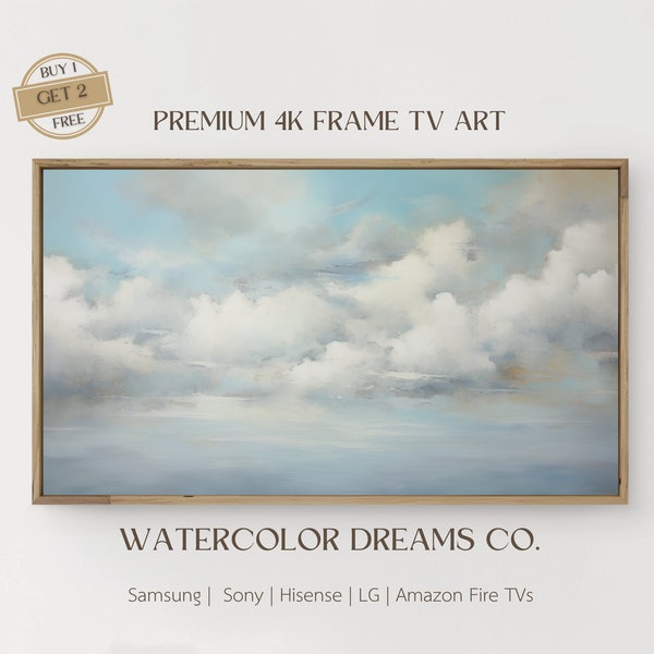 Samsung Frame TV Art Soft Blue Cloud Painting | Country Farmhouse Decor, Cloud, Farmhouse  Decor, Vintage Painting, Cloud Painting