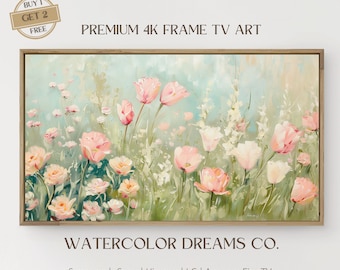 Samsung Frame TV Spring Art | Soft Floral Digital Download Art | Tulip Easter Art for Frame Tv | Tv Wallpaper