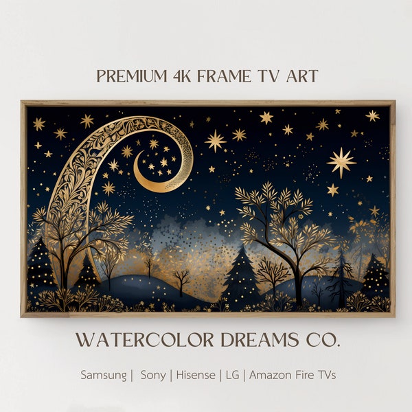 Samsung Frame TV Art William Morris Art Nouveau| Frame TV Art Collection| Museum Style Art| Moon and Stars | Stars and Moon | Tv Wallpaper