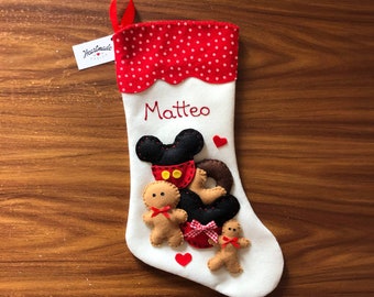 Calza Natalizia Befana Regalo Fatta a Mano in Pannolenci Personalizzata