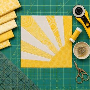 Sunburst Quilt Block FPP Pattern PDF, 6-12 Inch Sizes (Digital Download)