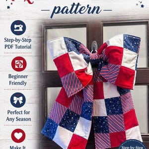 Quilted Fabric Bow Pattern – PDF Sewing Tutorial, Beginner Friendly, Reversible Options, 4-Color Layout