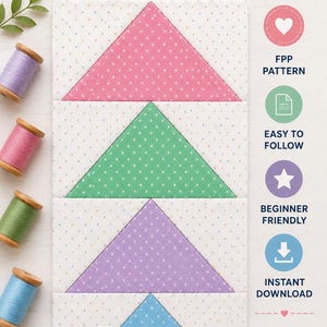 Flying Geese Quilt border- Foundation Paper Piecing FPP Pattern PDF – Multiple Sizes Included