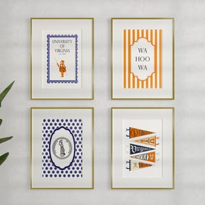 Preppy University of Virginia Wall Art Group | College Dorm Room Decor | University of Virginia