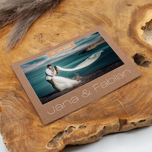 Dankeskarte zur Hochzeit "Frame Love" personalisiert mit Text und Fotos, moderne Karte, Danke DIN A6, Danksagung, Fotokarte, Kraftpapier
