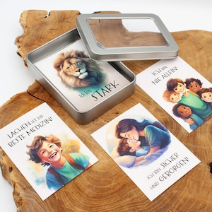 23 Mutmachkarten Junge, Affirmationskarten in Metalldose | Achtsamkeit | Starke Gedanken | Ermutigung Affirmation | Geschenk Kinder