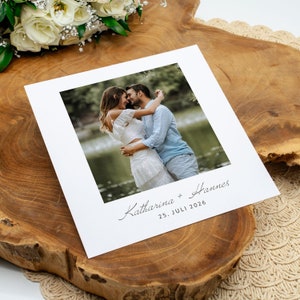 Dankeskarte zur Hochzeit personalisiert mit Text + Foto | minimalistische quadratische Karte Danke "Love Story" | Danksagung Hochzeit