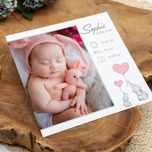 Dankeskarte zur Geburt, Geburtskarte "Sophie" ab 0,95 Euro individualisierbar Karte Baby Danksagung Babykarte quadratisch 148 mm Mädchen