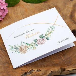 Einladung Taufe, Taufeinladung, personalisierbar Einladungskarte DIN A6 quer Klappkarte für Mädchen und Jungen, Fisch, Blumen ab 1,40 Euro