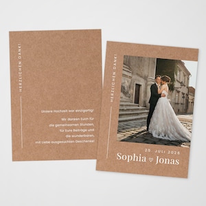 Dankeskarte in zwei Farben zur Hochzeit | personalisiert mit Text + Foto | minimalistische Karte Hochzeit Danke "ModernWedding" | Danksagung