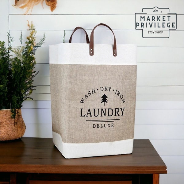 Stylish Laundry Basket Large Capacity - Modern Foldable Design - Perfect for Elegant Utility Rooms