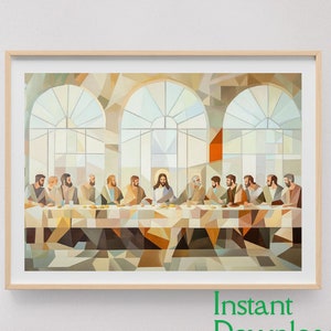 The Last Supper Geometric Art – Digital Christian Wall Print – Modern Jesus Poster – Faith-Based Home Decor – Instant Religious Download