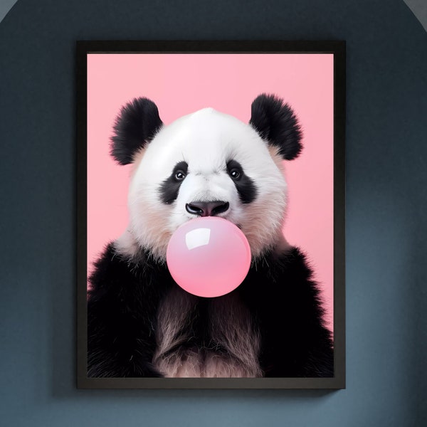 Panda Pop Art Coloré - Poster Numérique Téléchargement Instantané - Décor Mural Expressif pour Salon et Chambre d'Enfant