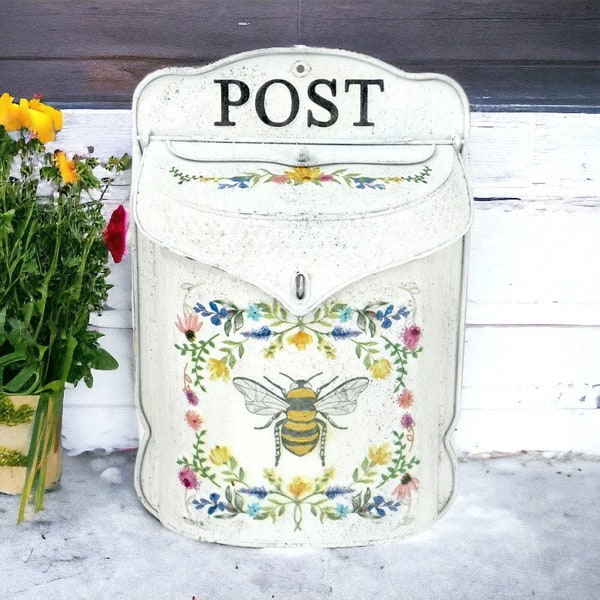 Boîte aux Lettres Murale Vintage en Métal - Style Rétro Ferme avec Verrou - Idéale pour la Décoration de Maison ou Jardin