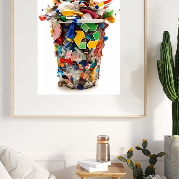 Affiche de sensibilisation à l'environnement - Décor de vie durable | Impression d'œuvres d'art recyclées | Téléchargeable instantanément