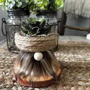 Spring Gnome, Gnome Decor,  Mantel Decor, Summer Gnome, Farmhouse Gnome, Whimsical Gnome, Tier Tray Gnome Decor, Succulent Clay Pot Gnome