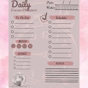 Minimalist Daily Focus Planner: Productivity To-Do List (PDF Printable Download)
