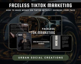 Faceless TikTok Marketing Guide | Editable Canva Template with MRR & PLR | 25-Page eBook for Anonymous Content Creation and Monetization