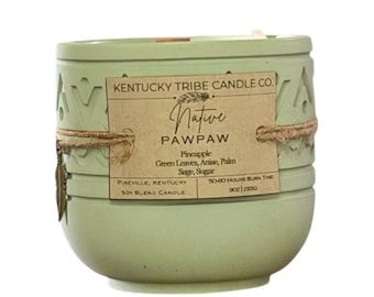 Candela in cemento colato a mano con miscela di soia e stoppino in legno, fragranza di papaya autoctona, decorazione moderna per la casa.