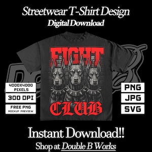 Fight Club Dark Art Streetwear Design PNG Digital Download, Modern, Inspirational Quote, for T-shirt, Hoodie, Vector, DTF, DTG, Illustration