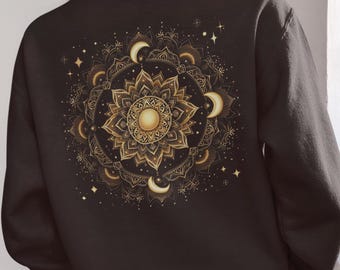 Hemelse kleding, Witchy celestial, sweatshirt maanfase, heksendoek, heksencadeau, heksensweater, sweatshirtsweater