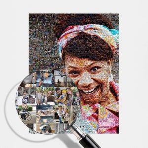 Unique Photo Mosaic from Pictures - Personalized Gift for Mother, Ideal for Mother's Birthday, Custom Birthday Gift, Memory Collage