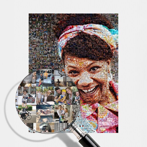 Einzigartiges Foto-Mosaik aus Bildern - Personalisiertes Geschenk für Mutter, Ideal für Mutter zum Geburtstag, individuelles Geburtstagsgeschenk, Erinnerungscollage