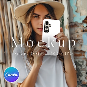 Samsung Galaxy S24 Mockup - Smart Object PSD and JPG for Phone Case & iPhone Case Mockup, Perfect for Canva Designs
