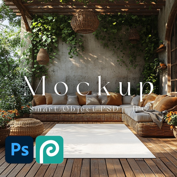Rugs Mockup - Digital Carpet Templates for Living Room & Home Decor, Premium Photoshop Design Tools for Photopia