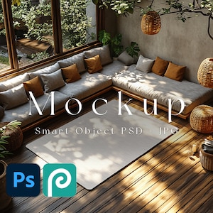 Teppiche Mockup - Digitale Teppichvorlagen für Wohnzimmer & Wohnkultur, Premium Photoshop Design-Tools für Photopia