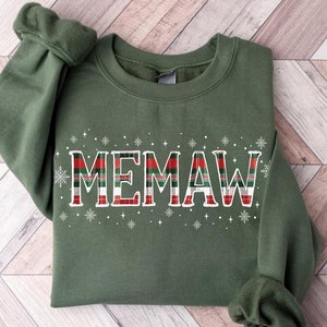 Kersttrui Memaw | Geruite Memaw-sweater voor oma | Kerstcadeau voor Memaw | Leuke kersttrui voor oma&#39;s