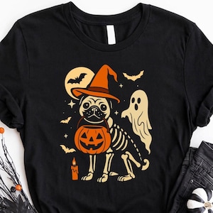 Halloween Pug T-Shirt | Spooky Pug Dog Shirt | Dog Skeleton Shirt | Cute Pug Dog Shirt | Fall Pug Shirt | Pug Dog Halloween Shirt | Pug Gift