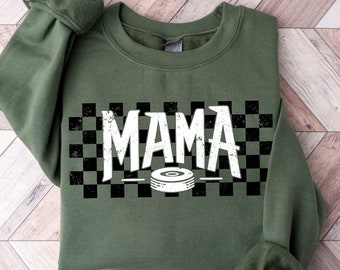 Hockey Mama Sweatshirt | Hockey Mom Sweater | Mothers Day Gift | Hockey Lover Gift | Checkered Hockey Sweatshirt | Hockey Gift For Mom