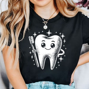 Smiling Tooth T-Shirt | Dental Hygienist Tee | Dentist Gift | Dental Shirt | Tooth Fairy Shirt | Oral Health Advocate Tee | Cute Tooth Shirt